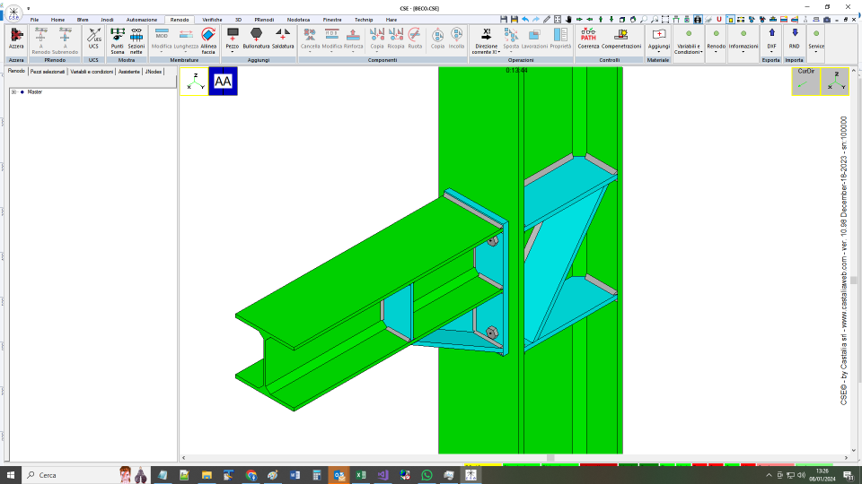 Collegamento a momento, cuneo, piatto a filo, diagonale CE4.